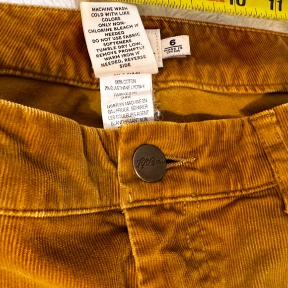 L.L. Bean Gold Mustard Cotton Corduroy Pants; Women's size 6 - Picture 9 of 11
